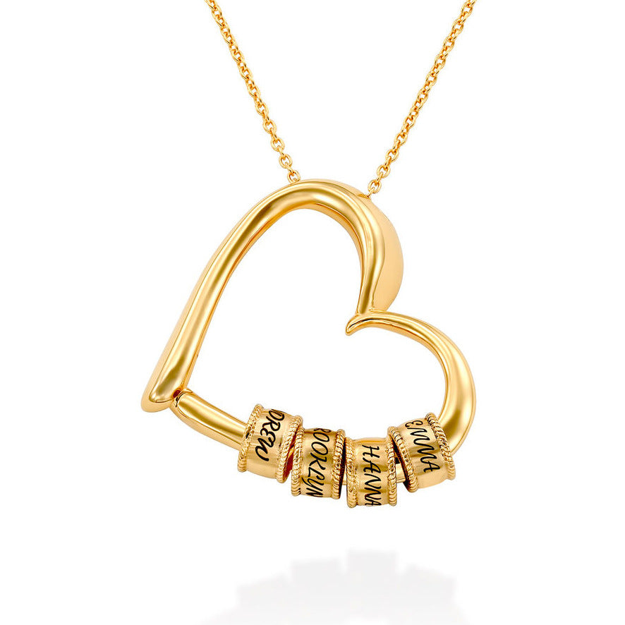 Personalized Heart Necklaces Jewelry Custom Gold Plated 1-7 Beads Necklaces